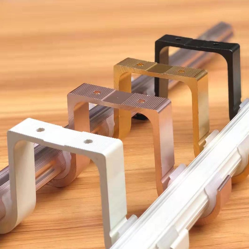Tiweio Double Curtain Rod Brackets 2Pcs for Tiweio, Aluminum Alloy Ceiling Mounted Curtain Rod Bracket, Ceiling Curtain Rod, Curtain Brackets for Curtain Rod(Black) - Image 5